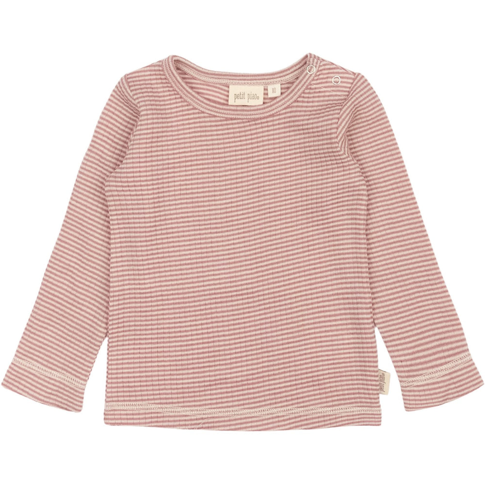 Køb Petit Piao Nostalgic Rose/Dark Off White PPDante T-Shirt L/S Meriono Uld Striped