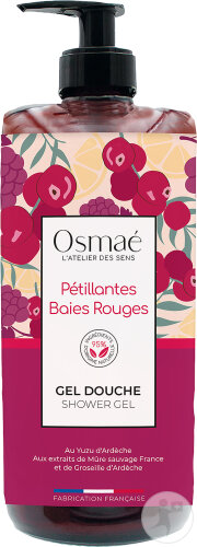 Osmaé Gel Douche Pétillantes Baies Rouges Flacon Pompe 1l