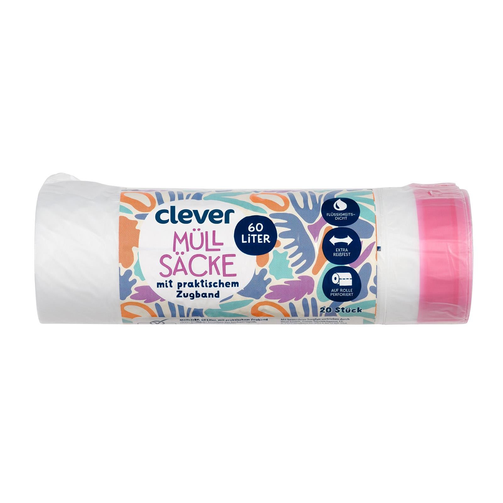 Clever Müllsäcke mit Zugband 60L