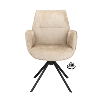 Eetkamerstoel Onne Movie desert beige chenille stof met armleuning