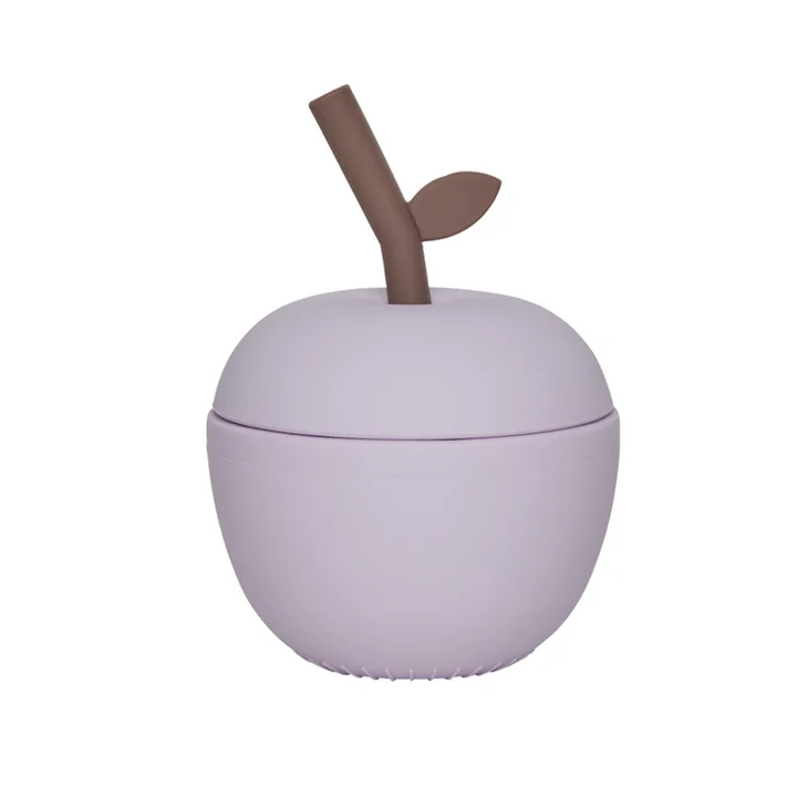 OYOY Mini - Apfel Becher mit Strohhalm, lavender