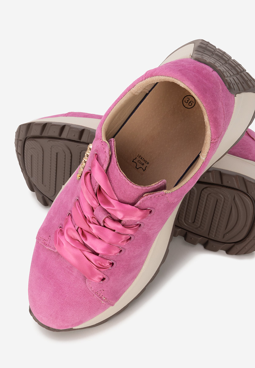 Baskets pour femme en cuir roses Gonelia