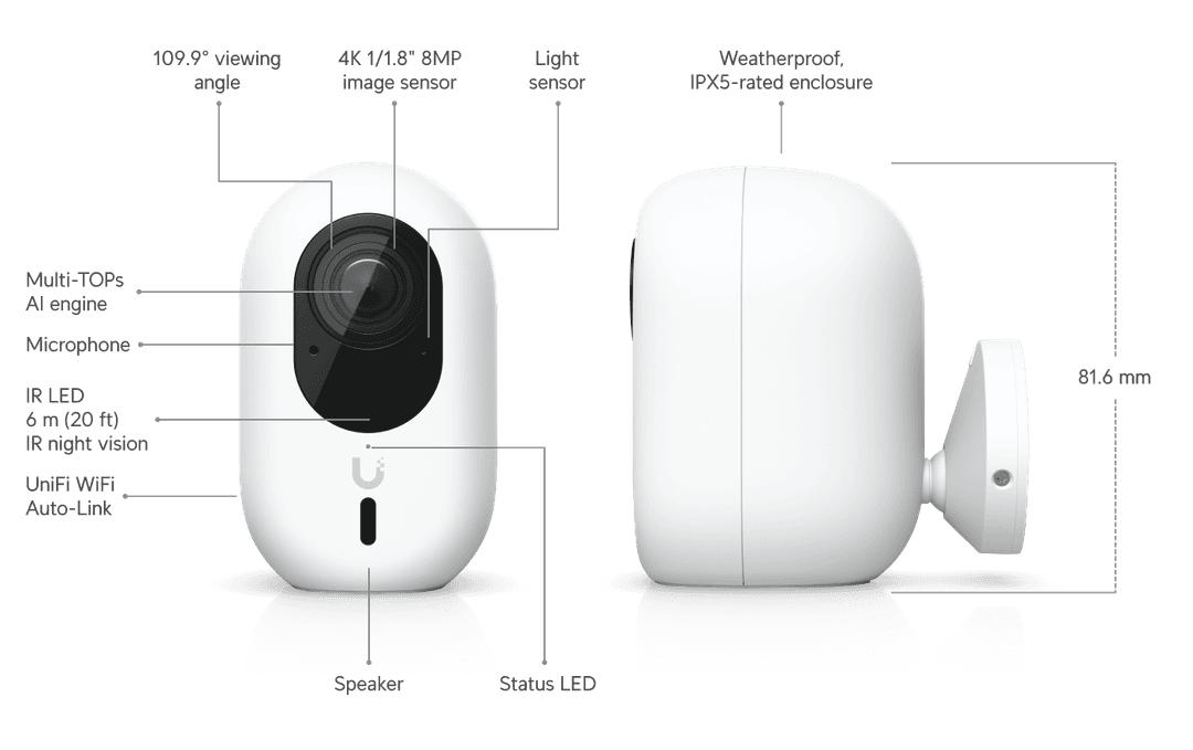 Netzwerkkamera G6 Instant Weiss<br>Plug-and-Play-Kamera mit 4K-WiFi-Verbindung, 1/1.8