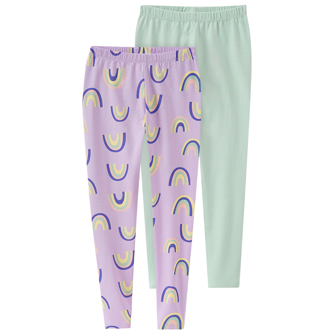Famy 2 Mädchen Leggings im Set helllila / salbei