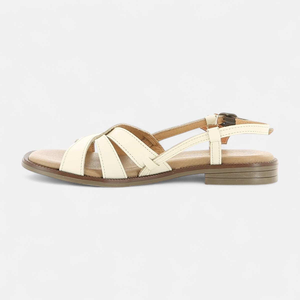 Nu-pieds Femme en cuir beige