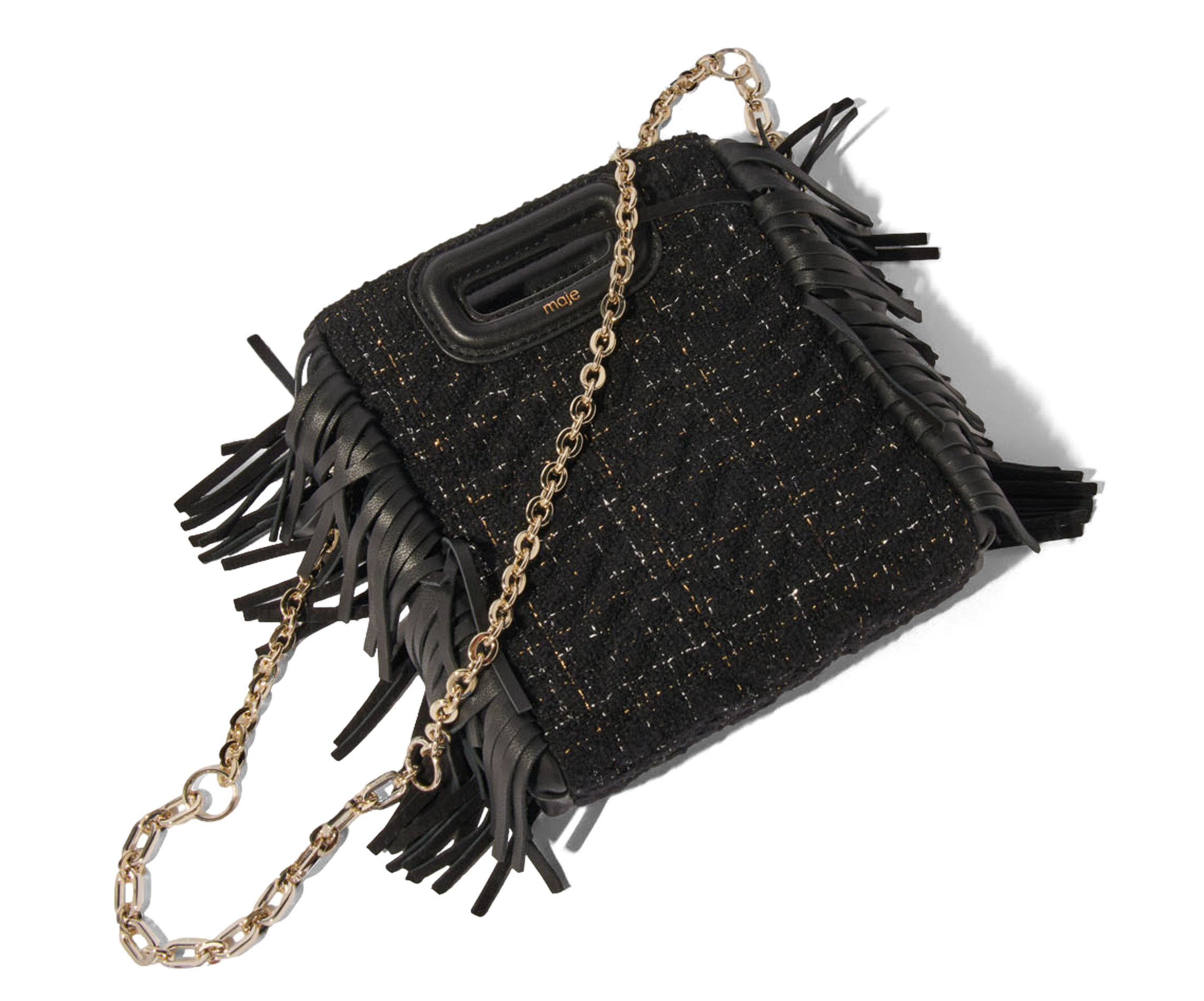 M MINI - Sac mini bandoulière en tweed matelassé | Noir