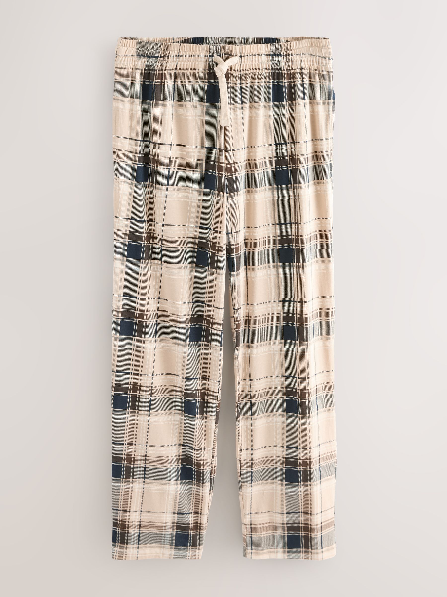 Naturel/zwart geruit - Jersey pyjama met korte mouwen