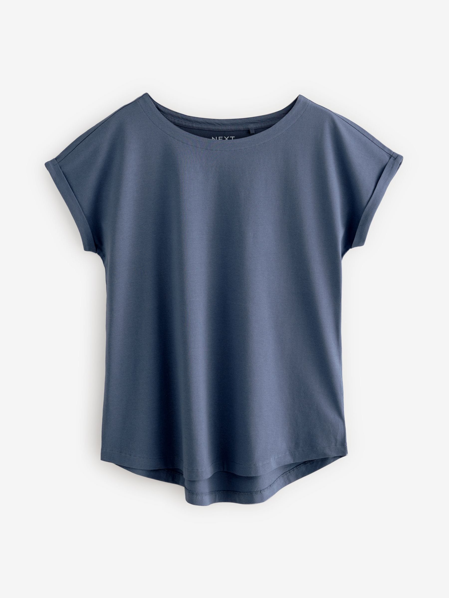 Ecru/Taupe/Bruin/Blauw/Geel - Set van 5 T-shirts met kapmouwtjes