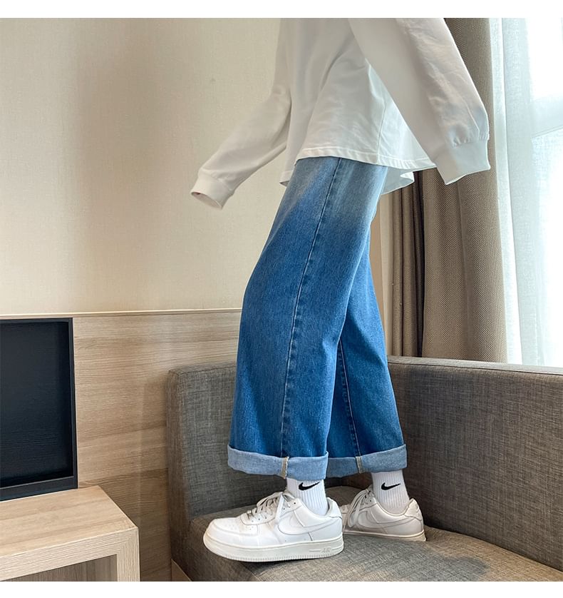 Denimic - Mid Rise Gradient Wide Leg Jeans