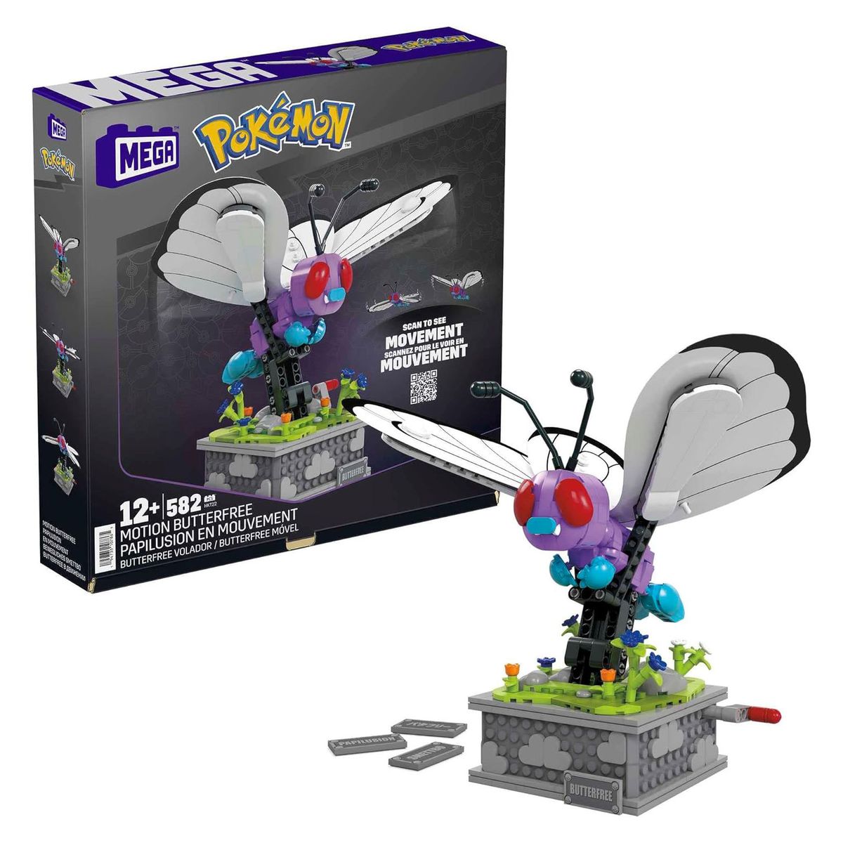 Mattel HKT22 - Mega - Pokémon - Bewegliches Smettbo mit 582 Teilen
