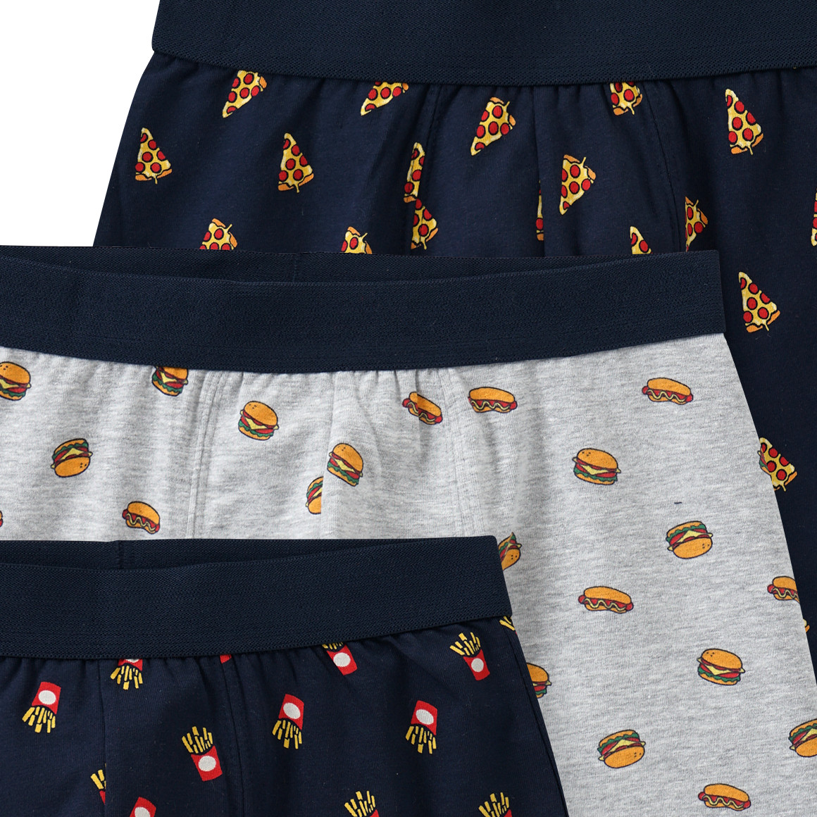 Yigga 3 Jungen Boxer mit Fun-Motiven dunkelblau / hellgrau