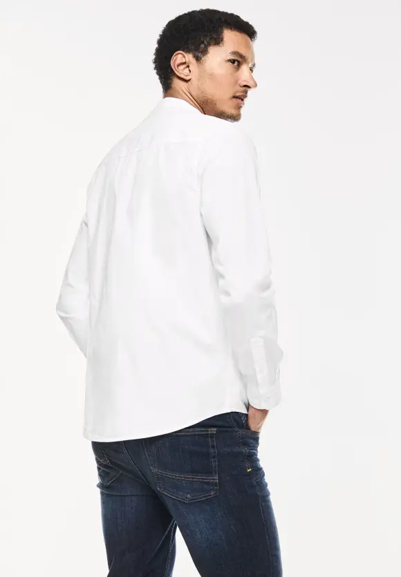 Stehkragen Hemd - White