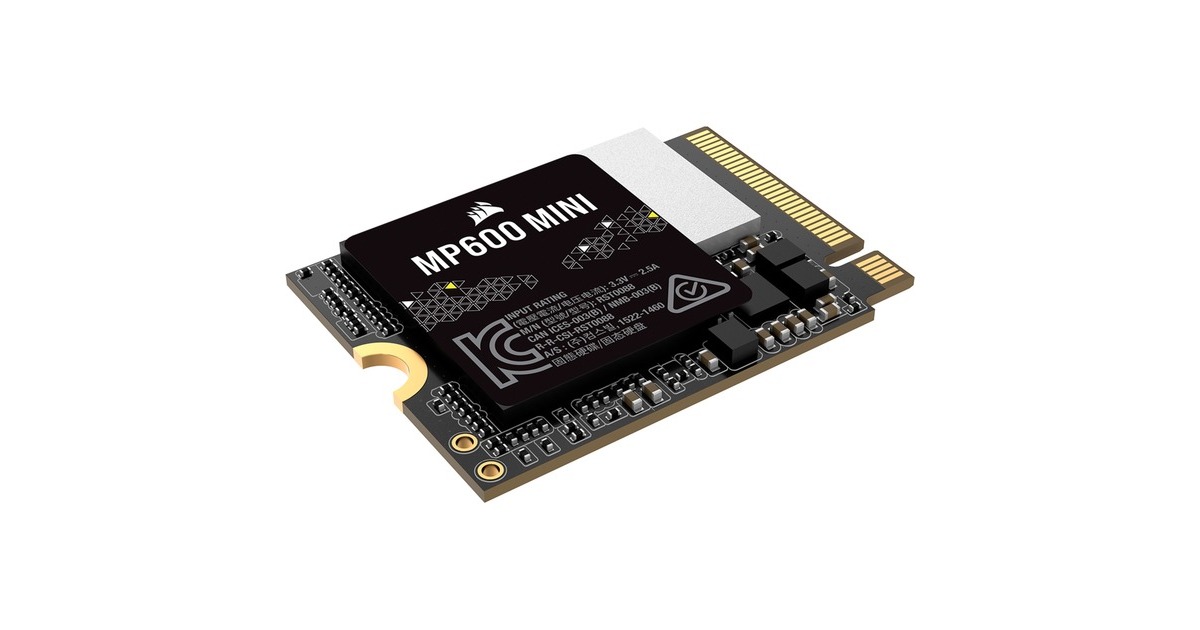 CorsairMP600 MINI 2TB SSD  (Zwart, PCIe 4.0 x4, NVMe 1.4, M.2 2230)