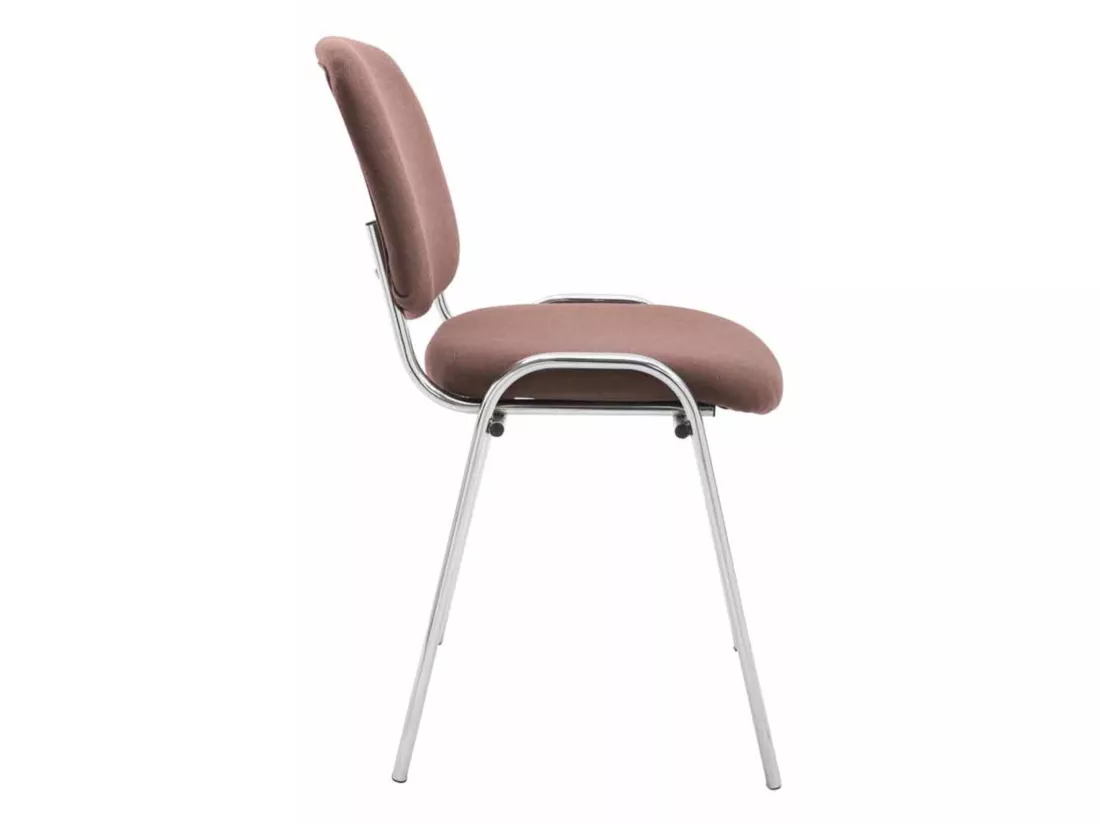 Lot de 4 Chaise de conférence - Tissu & Métal chromé - Marron - Ken