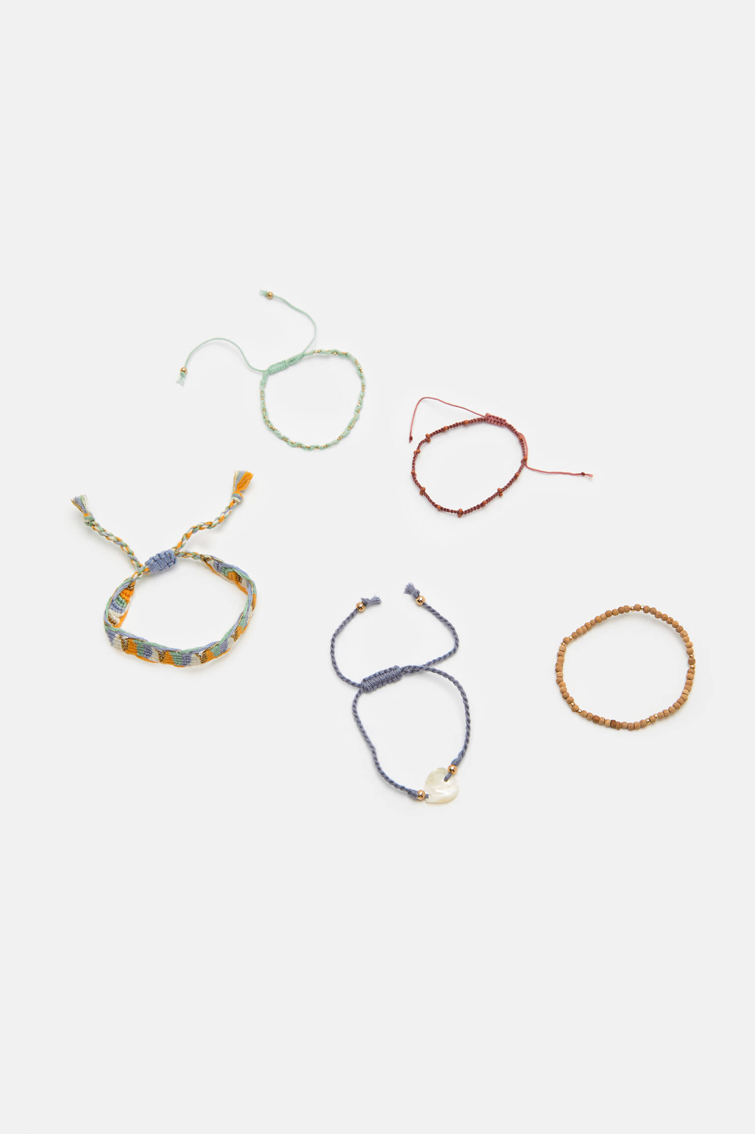 Pacote com 5 pulseiras de rosca - cor menta