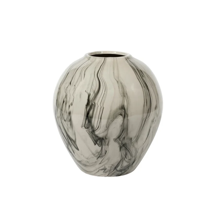 Broste Copenhagen - Ingrid Vase, Ø 24 cm x H 25.5 cm, beige / schwarz