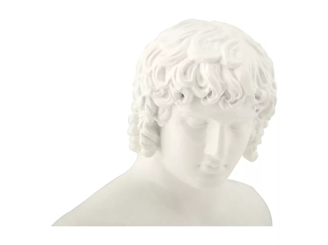 Sculpture élégante de buste blanc représentant un centurion, 18,2x12,8x25 cm - Décoration inspirée de l'art Renaissance