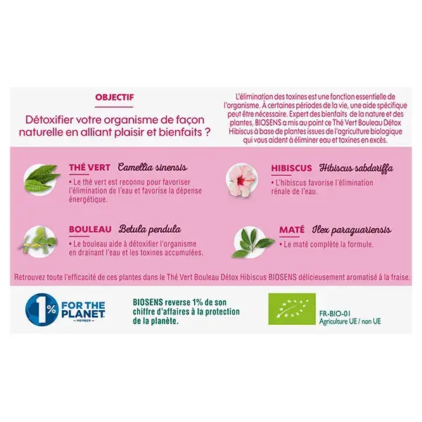 Biosens Thé Vert Bouleau Détox Hibiscus Bio 30g