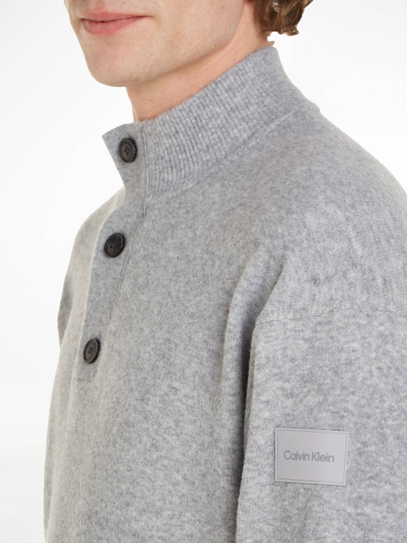 CALVIN KLEIN| Herren Strickpullover Troyer mit Knopfleiste und Reißverschluss