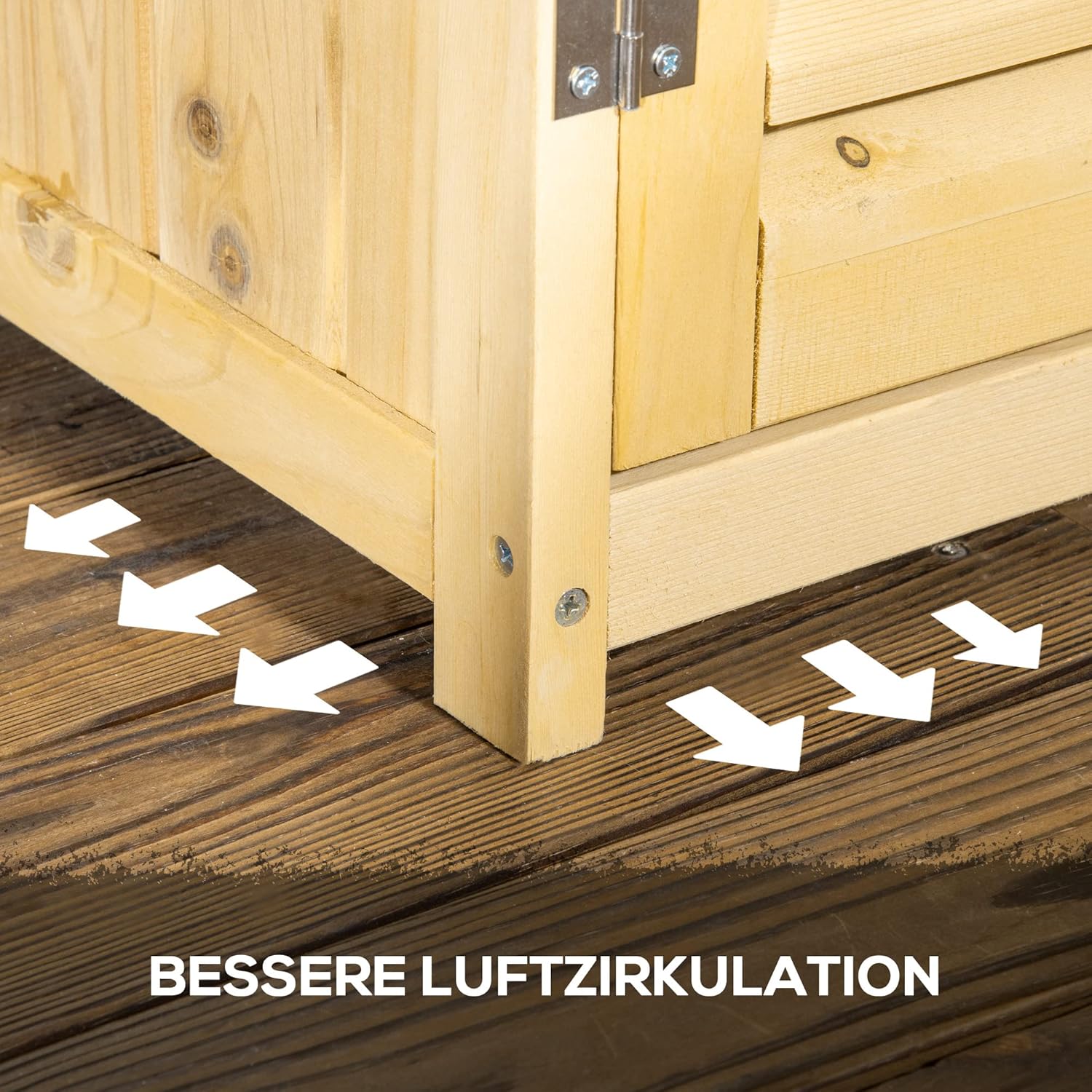 Outsunny Gartenschrank Holz Geräteschuppen Gerätehaus mit Asphaltdach Lamellentür Geräteschrank Schuppen Garten 4 Fächer Naturholz 87 x 46,5 x 160 cm