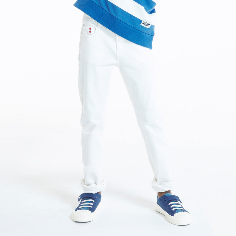 Pantalon slim en toile uni blanc garçon
