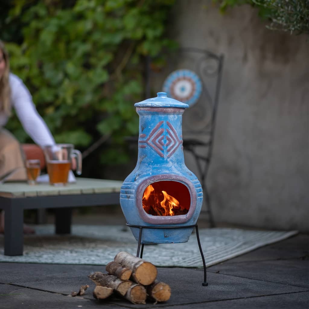 Cheminée colima argile bleu marine/rouge 86031