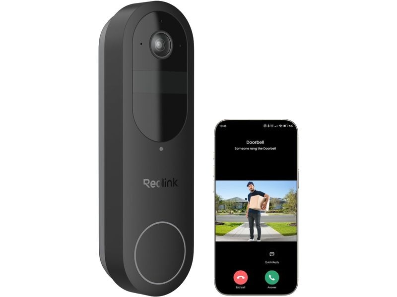 Reolink D340B 2K  WiFi Video Doorbell Smarte 2K /4MP WLAN Video-Türklingel mit Personenerkennung und 2.4/5 GHz WiFi, funktioniert mit Reolink Home Hub – Schwarz