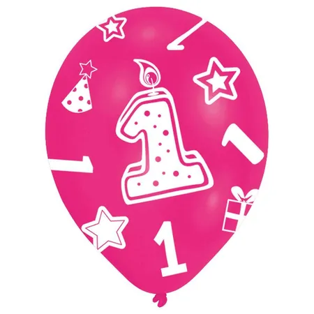 amscan Latexballons Geburtstagskerze 1, pink 6 Stück