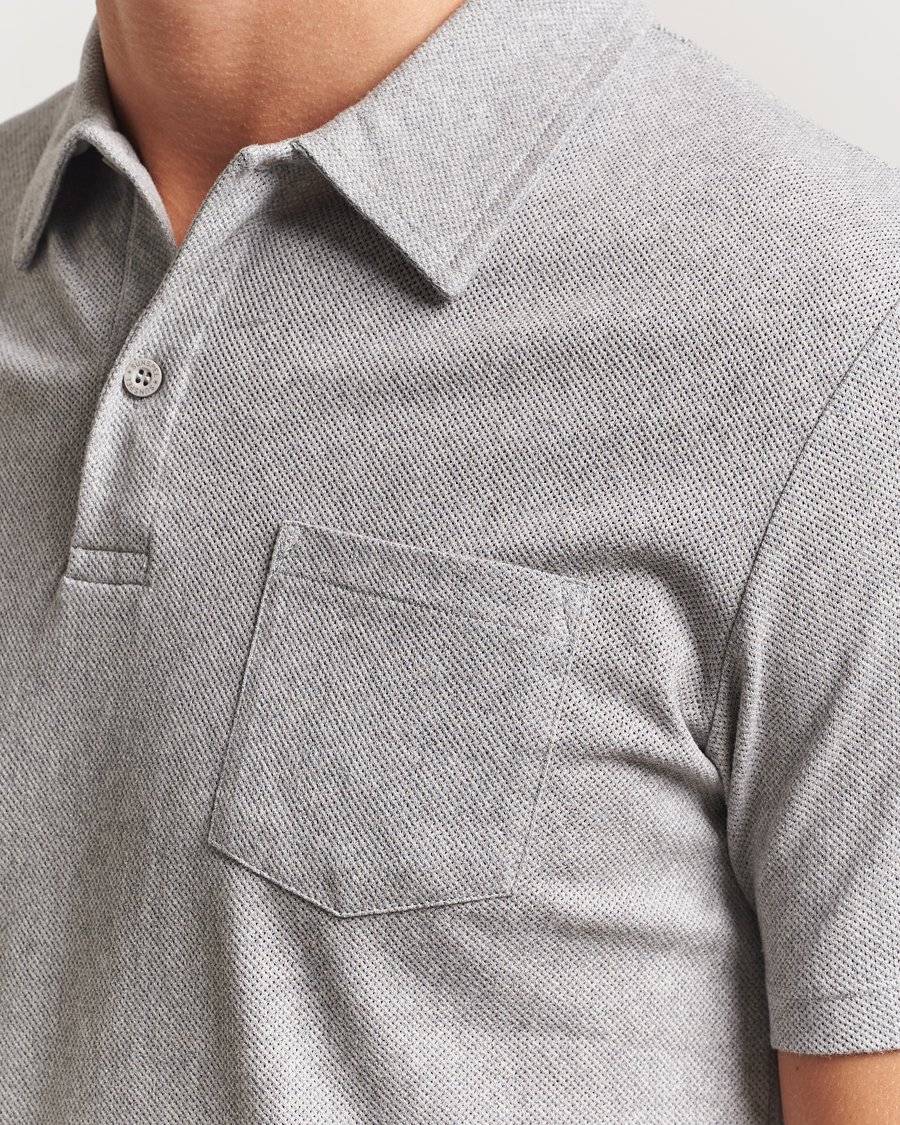 Sunspel Riviera Polo Shirt Grey Melange
