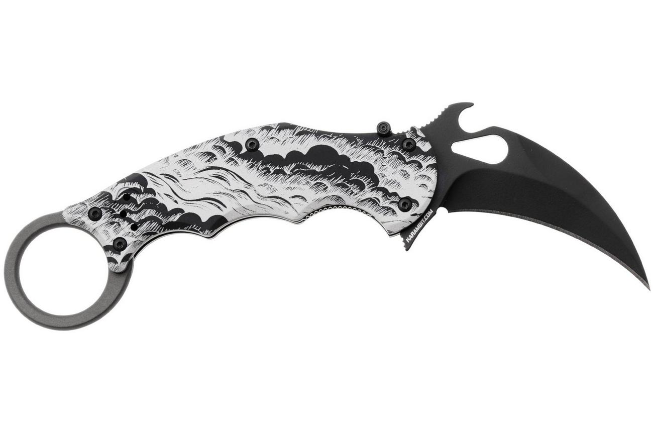 Fox FX-599 ALB-2 The Storm, Black Idroglider Böhler N690Co, Engraved Aluminum, karambitmes