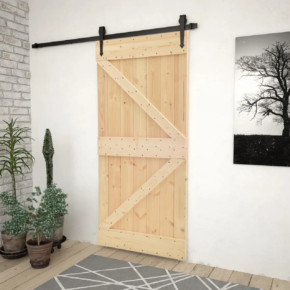 vidaXL Porte coulissante pin massif 90x210 cm