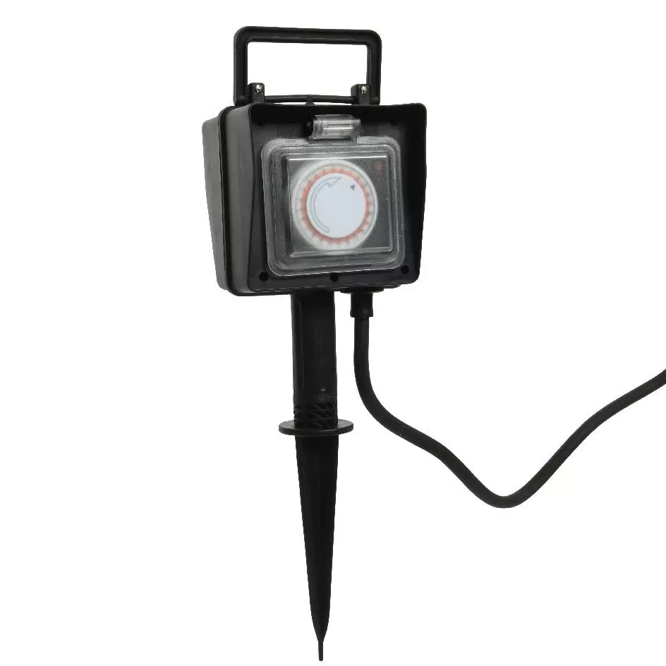 Prise piquet de jardin programmable 2 pôles
