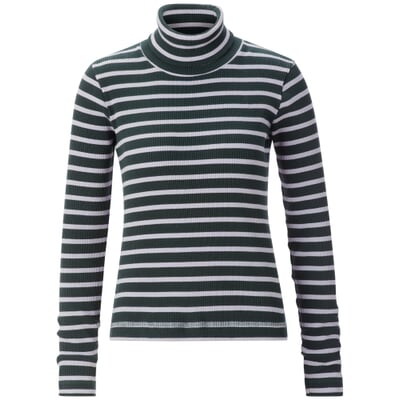 Damen-Rollkragenshirt gestreift, Grün