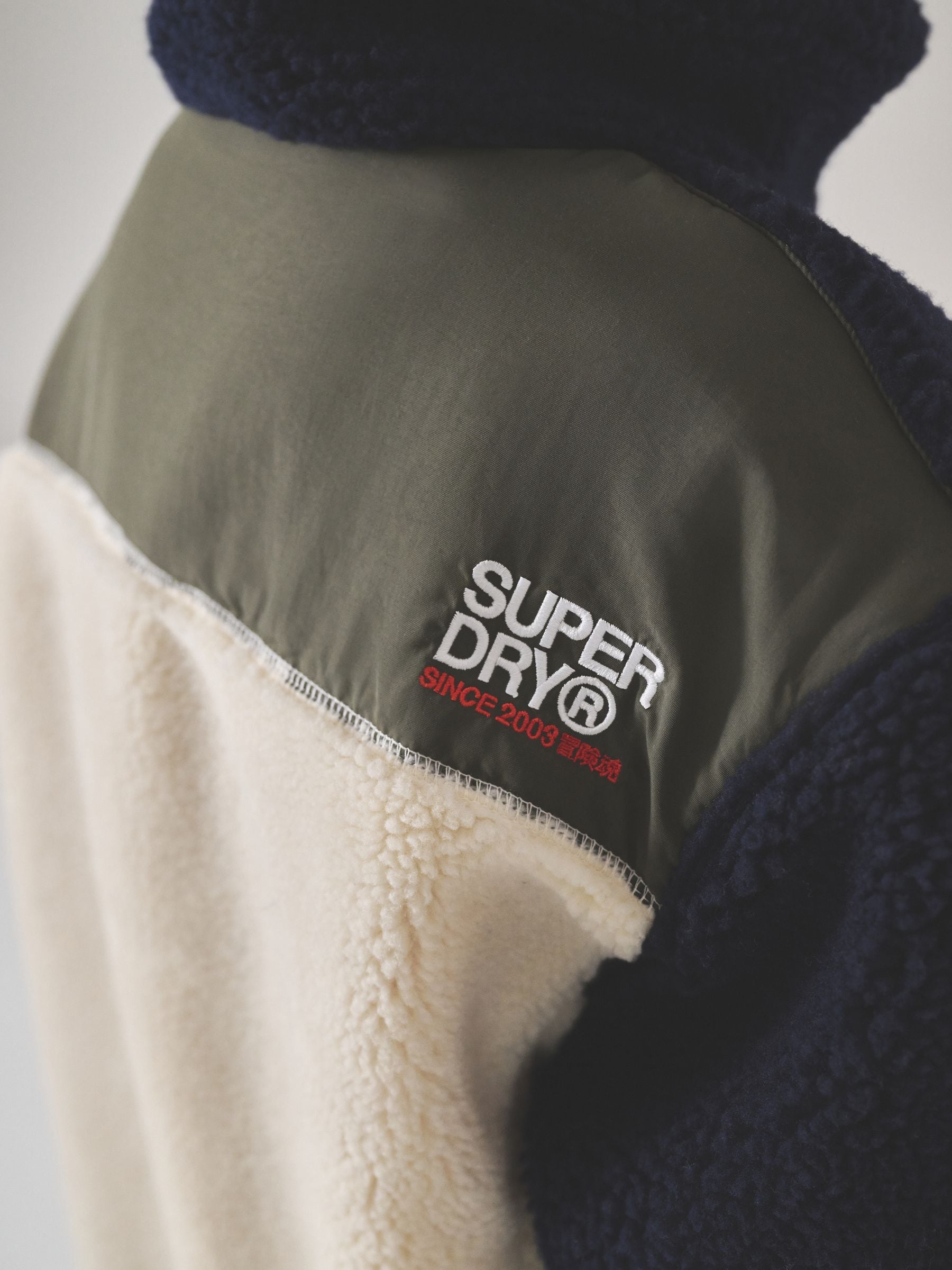 Marineblauw - Superdry - Jack met rits en borgvoering