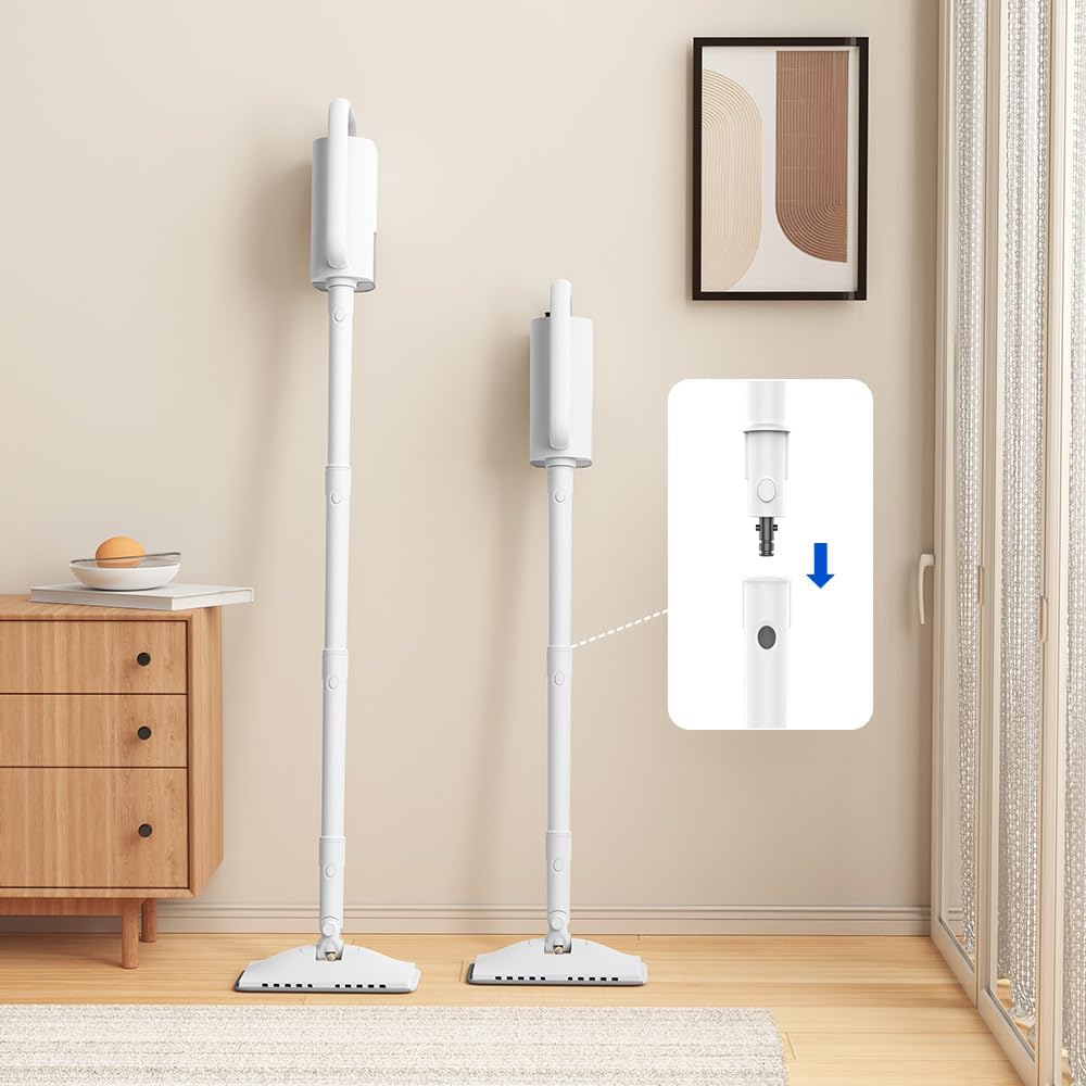 Dampfreiniger Upright, Aufheizzeit: 15 s, Handgerät mit abnehmbarem Reiniger, 2 Dampfstufen, Zubehörteile und Mikrofaserpads, Ideal für Alle Böden, Teppiche