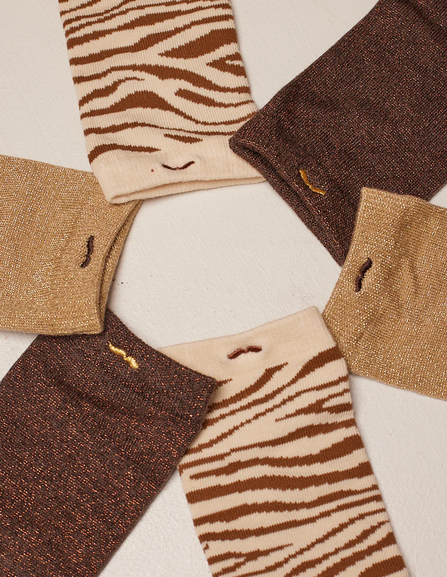 Pack de 3 chaussettes - Zèbre Marron doré