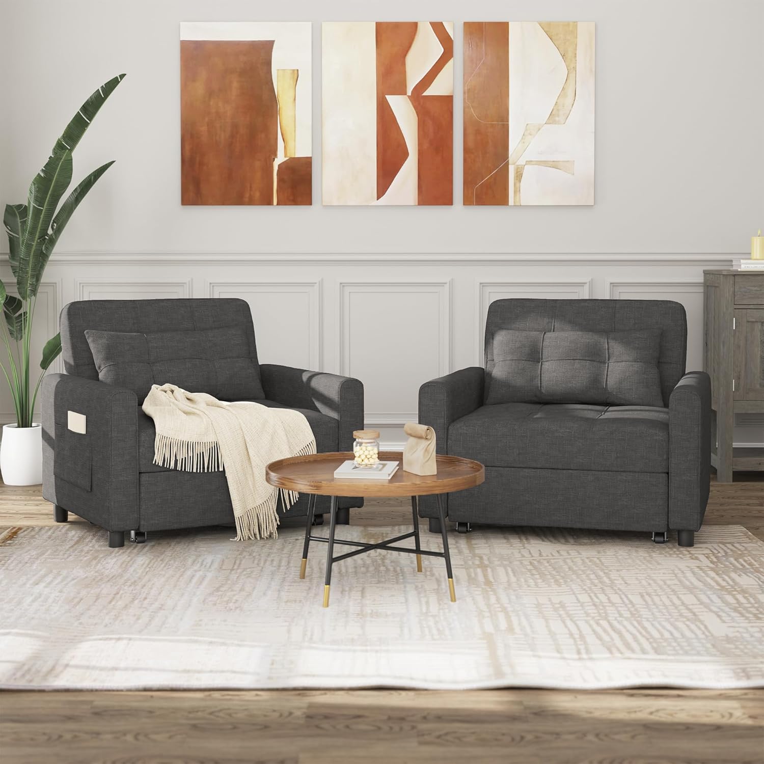 Bealife Relaxsessel, Schlafsessel mit Verstellbarer Rückenlehne, Fernsehsessel, Klappbares Schlafsofa, Relaxsessel fürs Wohnzimmer,Schlafzimmer(Dunkelgrau)