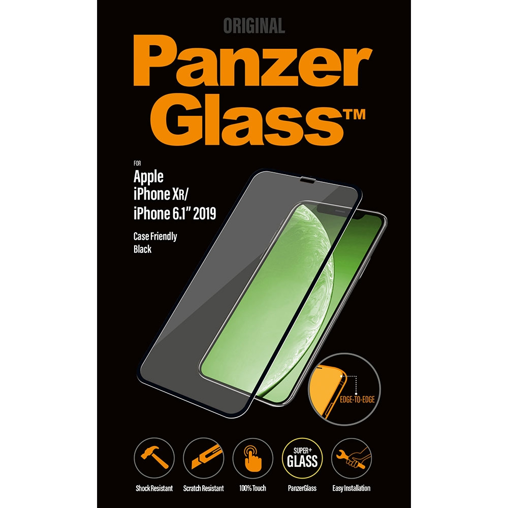 iPhone 11 / iPhone Xr Panzer Glas Displayschutz Case Friendly mit Rahmen (2665) - Schwarz
