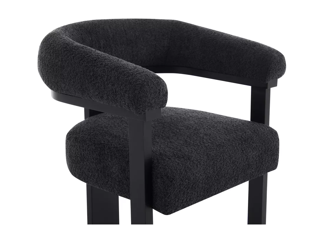 Lot de 2 chaises avec accoudoirs en tissu bouclette et bois d'hévéa - Noir - LIVELIA de Pascal MORABITO