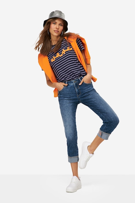 7/8-Slim-Jeans, 5-Pocket, Saum-Umschlag