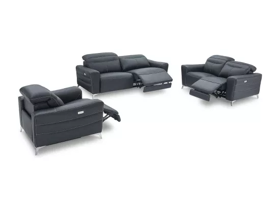 Fauteuil relaxation électrique 1 place en cuir SLOAN - Noir