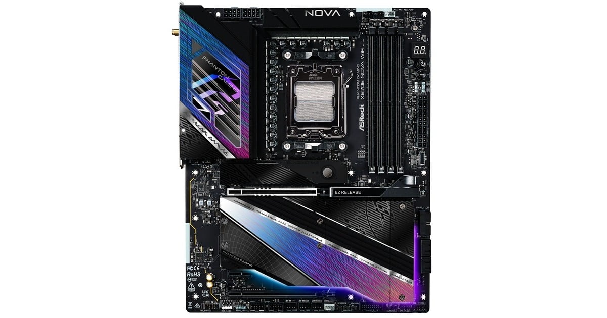 ASRockX870E Nova WiFi socket AM5 moederbord  (RAID, 5 Gb-LAN, WLAN, BT, E-ATX, Tweedekans)