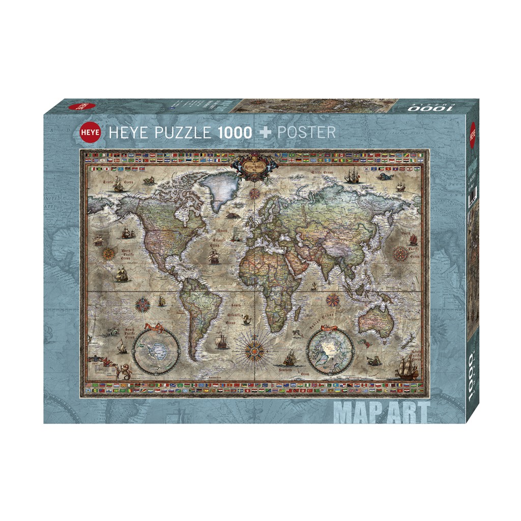 Puzzle - Map Art Retro World de Rajko Zigic - 1000 Pièces