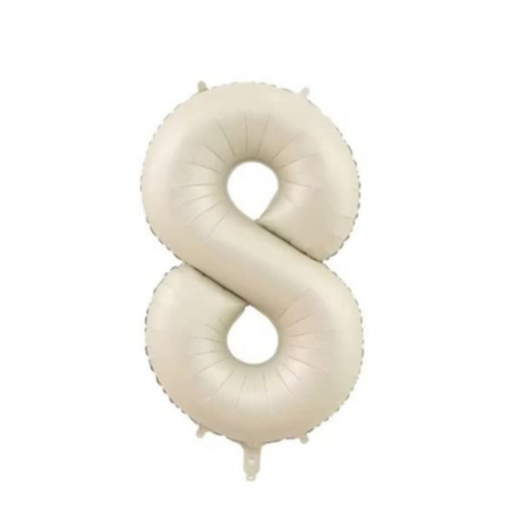 (90cm) Zahlen Ballon Geburtstags Party Luftballon Folienballon - Zahl 8 / Creme