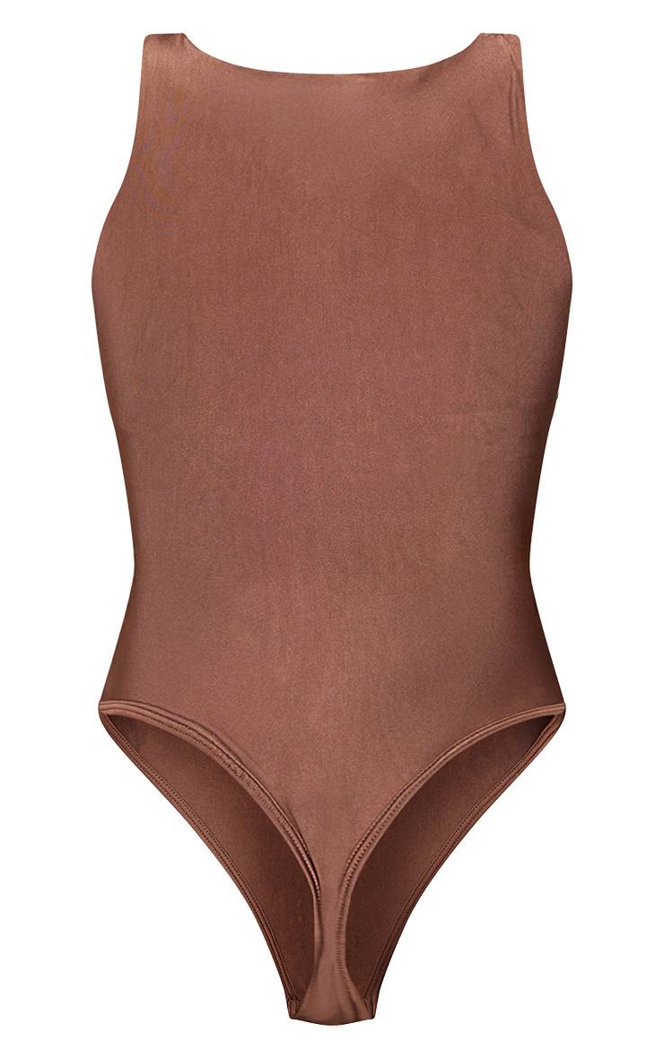 Marron Body Sans Manches Col Carré Polyamide Espresso