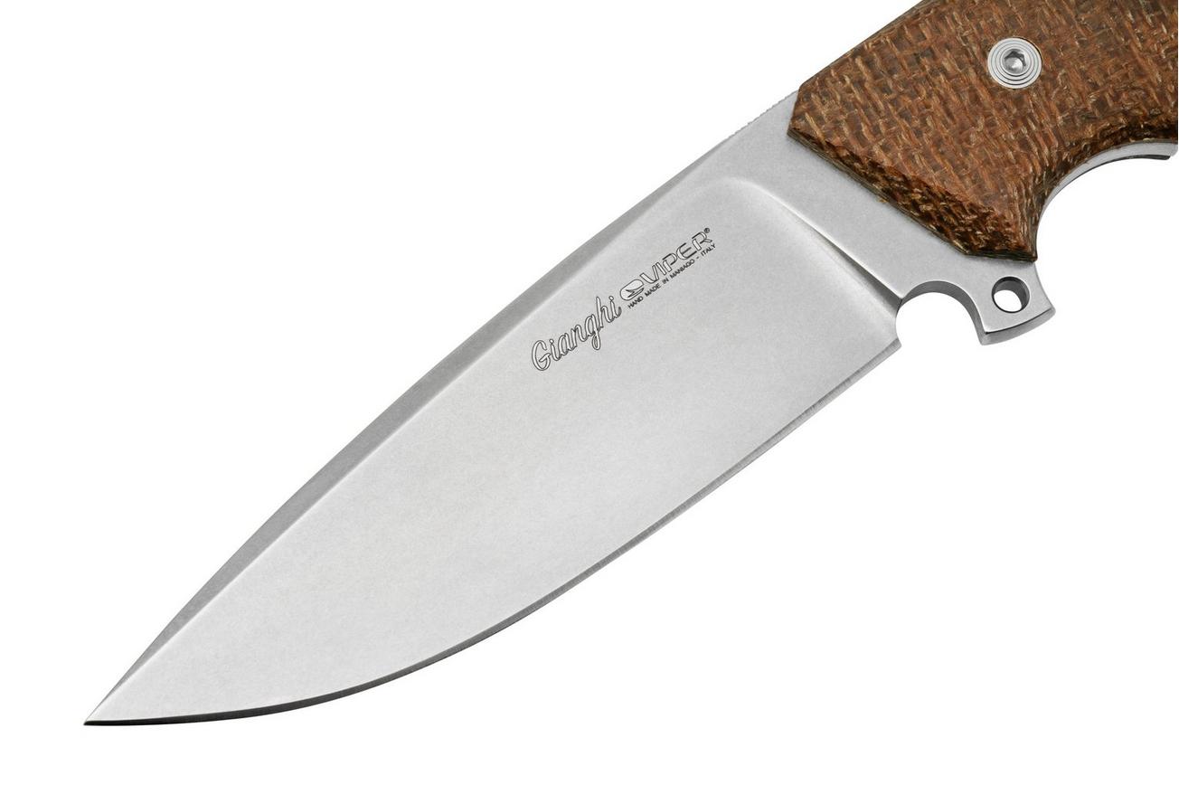 Viper Gianghi V4882IM, N690 Stonewash Brown Micarta, vaststaand mes
