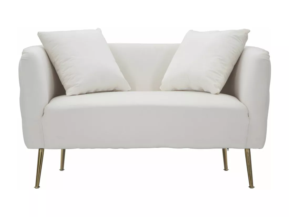 Canapé en tissu beige avec jambes dorées cm 127x74x71