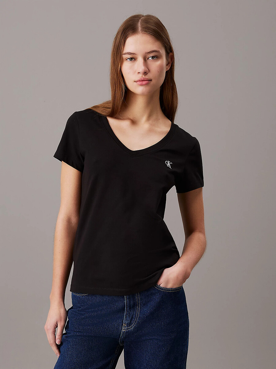 CALVIN KLEIN JEANS<br>Camiseta de manga curta com decote em V