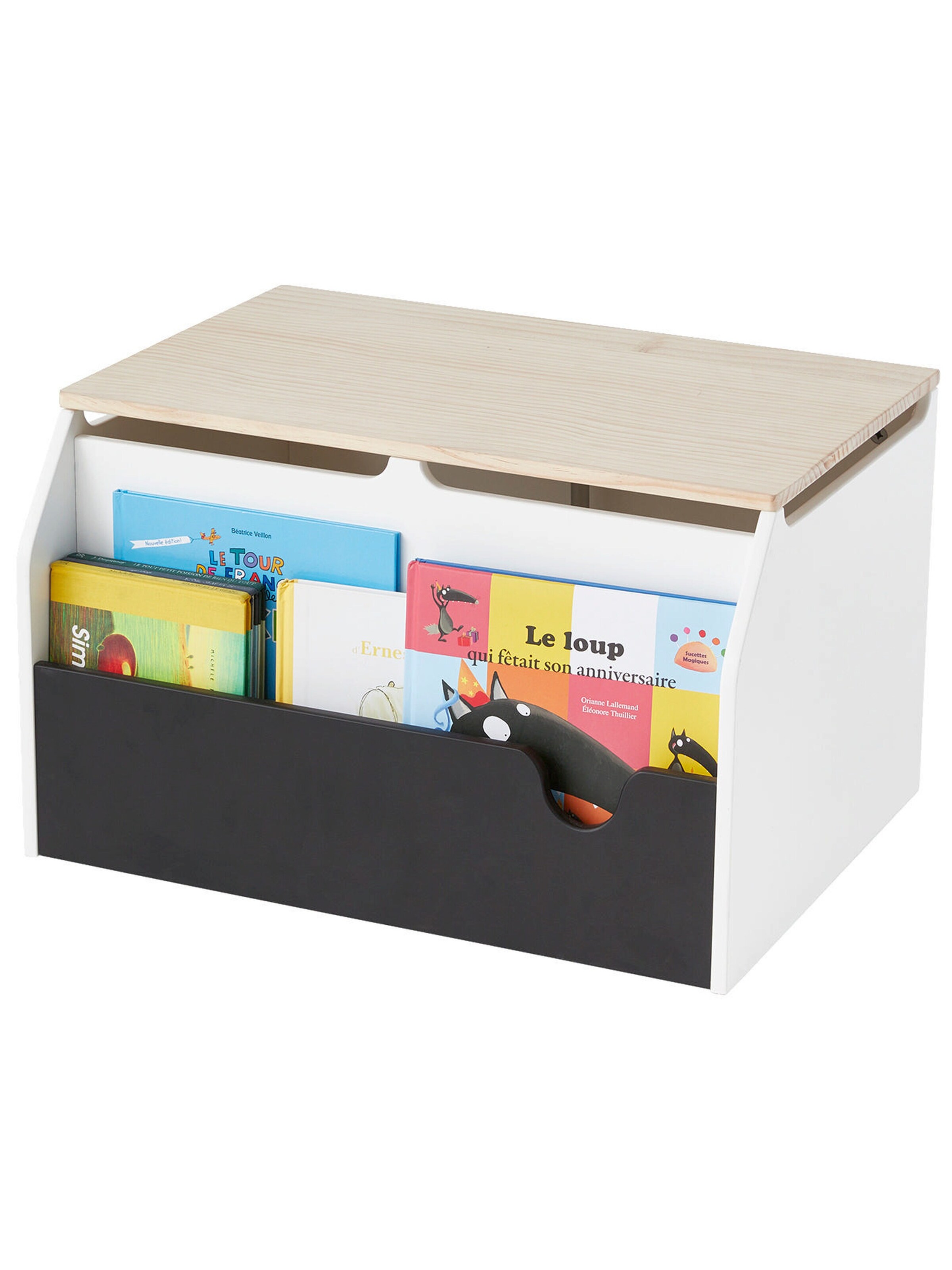 Vertbaudet Kinder Büchertruhe SCHOOL weiß/natur