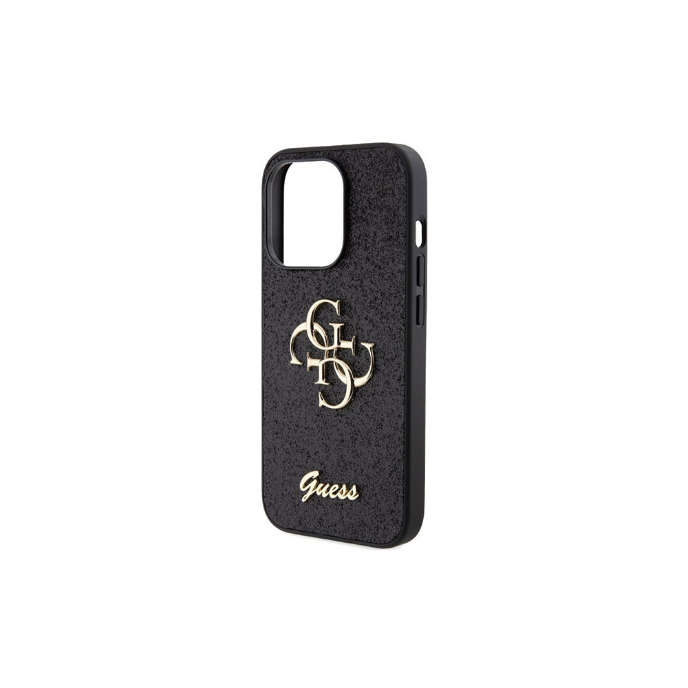 iPhone 15 Pro Hardcase Hülle Big Glitter Script (GUHCP15LHG4SGK) - Schwarz / Transparent